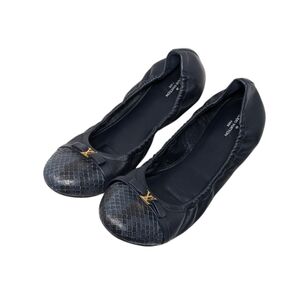 Louis Vuitton LV Logo Black Snake Cap Toe Ballerina Flats Size EU 40